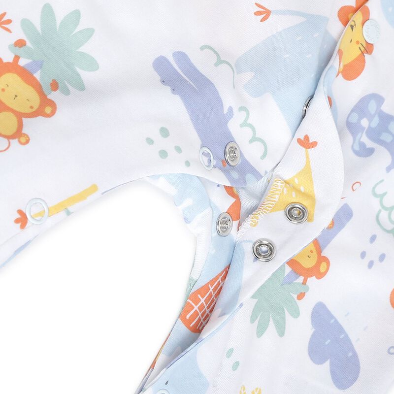 Boys Light Blue Printed Front Opening Babysuit image number null